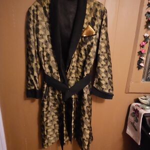 Men's Gold and Black Smoking Jacket
